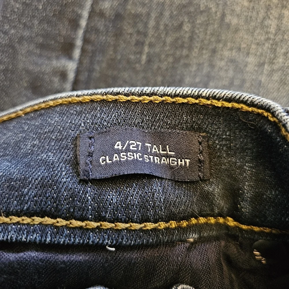 GAP Classic Straight Leg Jeans Mid Rise Dark Wash Denim 4 Tall Long